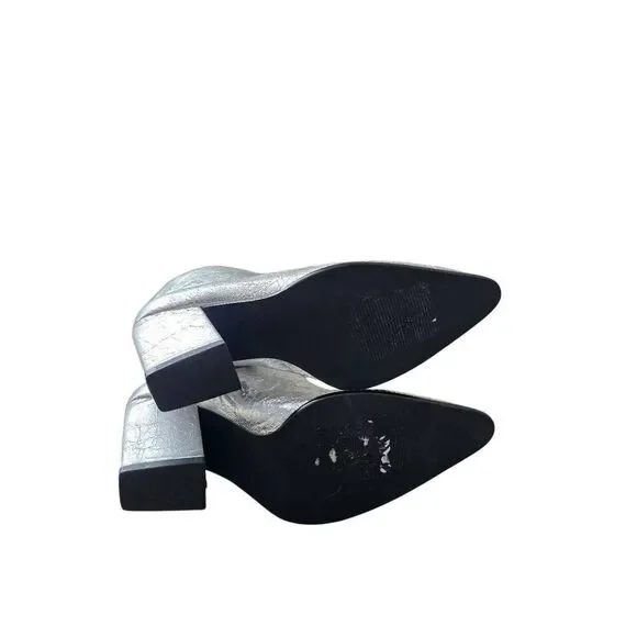 Steve Madden Silver Pointed Toe Size 6.5 Block Heel Knee High Boots NEW